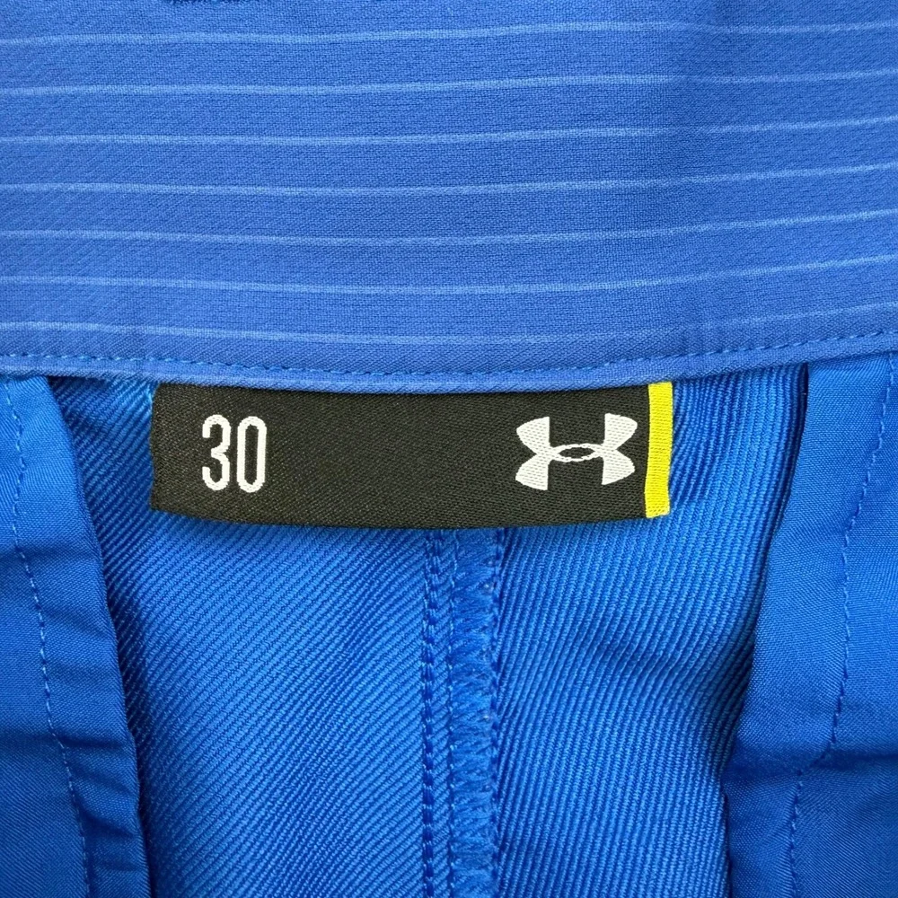 Under Armour Shorts Mens 30‎ Blue Pinstripe Flat Front Golf Stretch